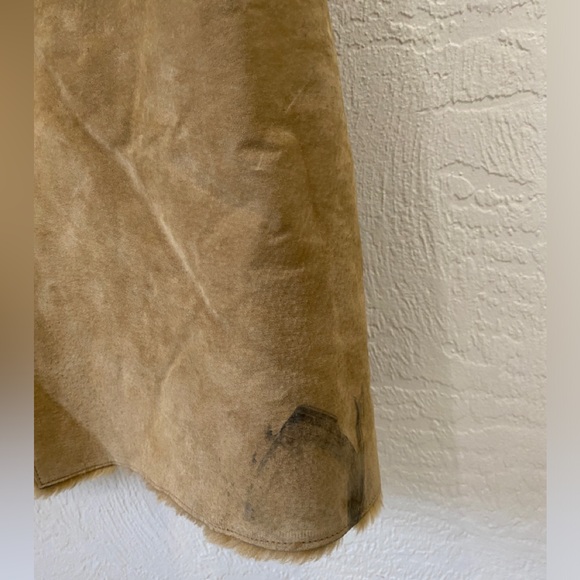 VTG Brandon Thomas 100% suede Leather Faux Fur Trench Coat  - Hippie size Large - Picture 16 of 16